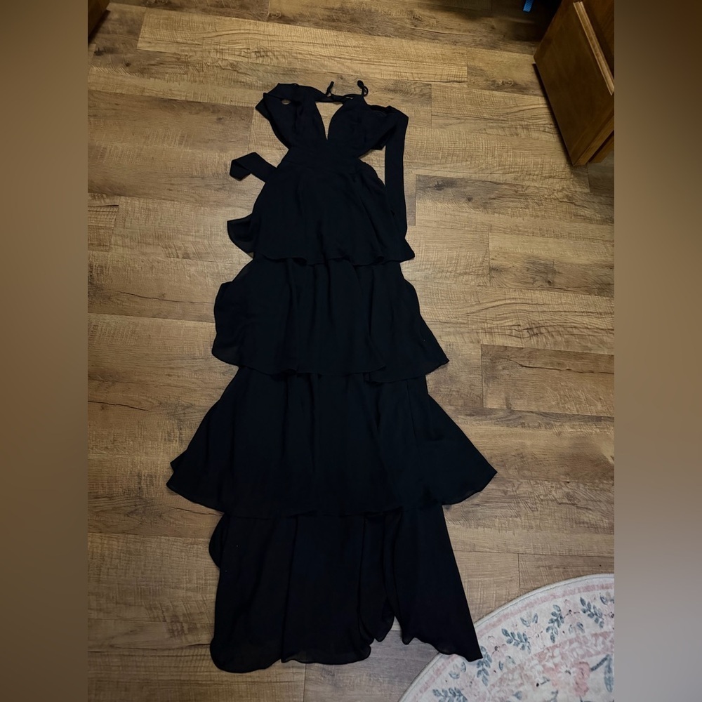 Lulus Tier and Now Black Tie-Back Tiered Maxi Dress - Picture 4 of 5